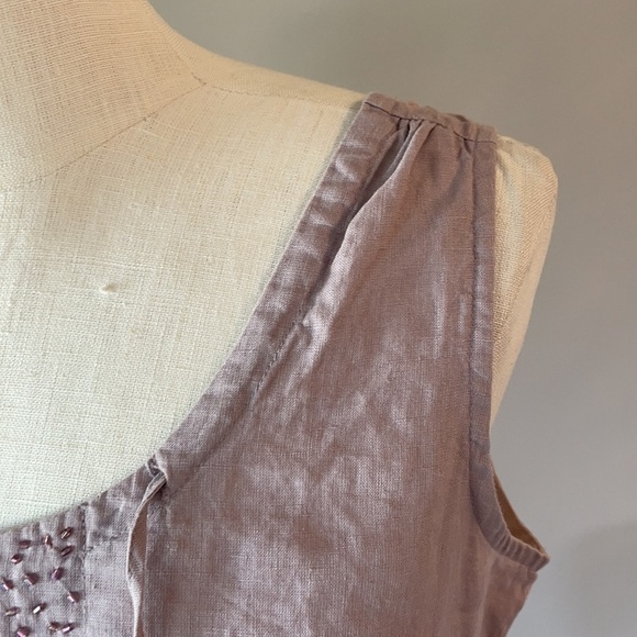 NWT EILEEN FISHER linen SPLIT EMBELLISHED NECK Mauve top sleeveless size PS - Picture 5 of 12